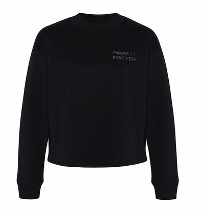 Sweater Schwarz mit Aufdruck Make It Matter - 100 % Bio-Baumwolle