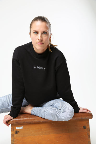 Black Sweater with Ambiletics Logo 100% Bio-Baumwolle